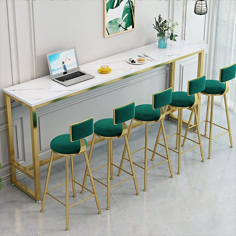 Contemporary Bar Dining Table Rectangle Bar Table with Trestle Base in Gold