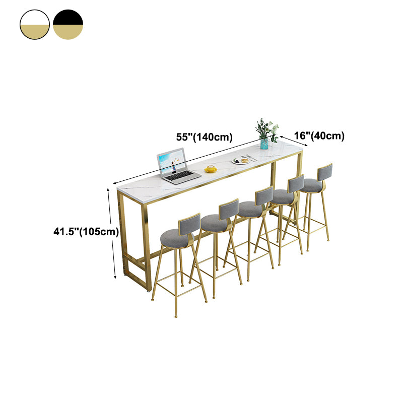 Contemporary Bar Dining Table Rectangle Bar Table with Trestle Base in Gold