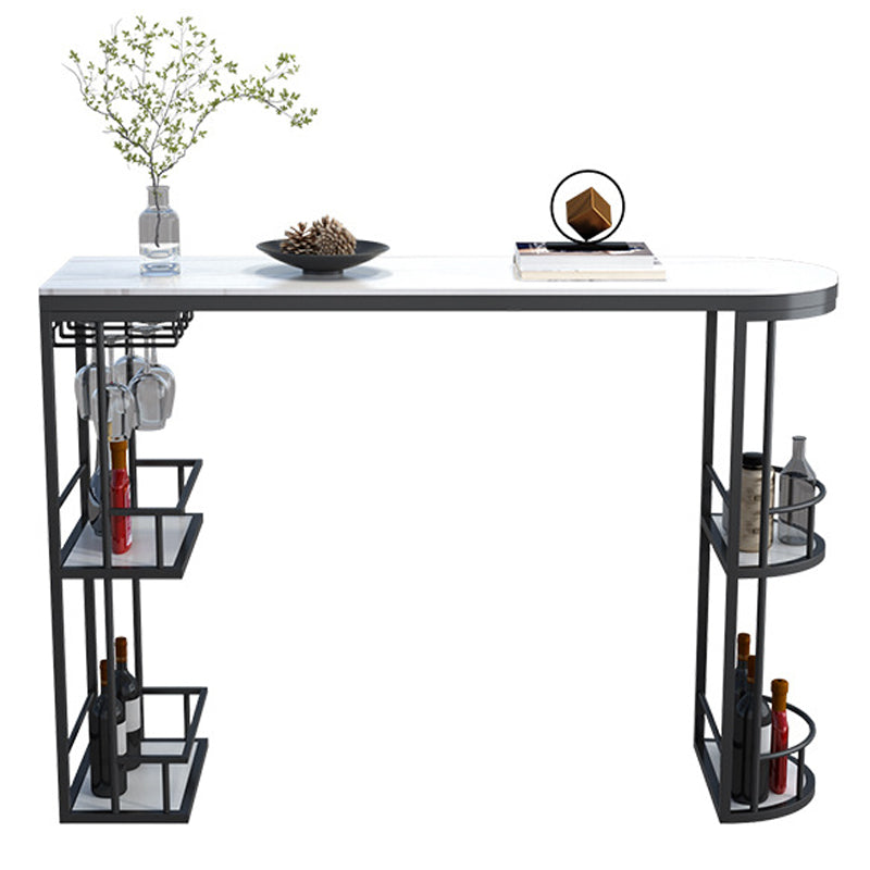 Glam Style Stone Bar Table 42-inch Height Metal Base Bistro Table for Dining Room