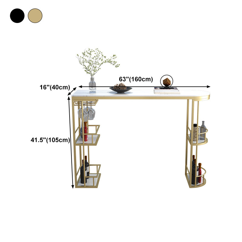 Glam Style Stone Bar Table 42-inch Height Metal Base Bistro Table for Dining Room