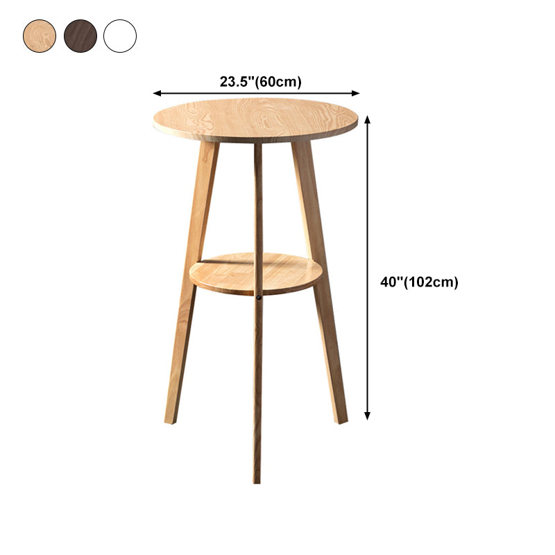 Simple Style Round Bar Table Wood Top Pub Table for Dining Room