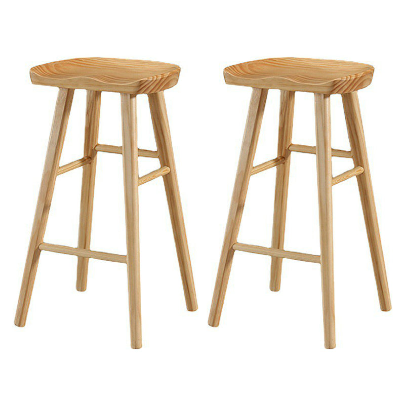 Contemporary Solid Wood Home Stool Matte Finish Footrest Barstool