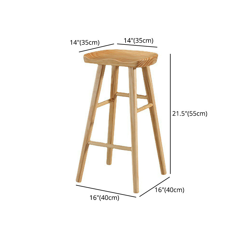 Contemporary Solid Wood Home Stool Matte Finish Footrest Barstool