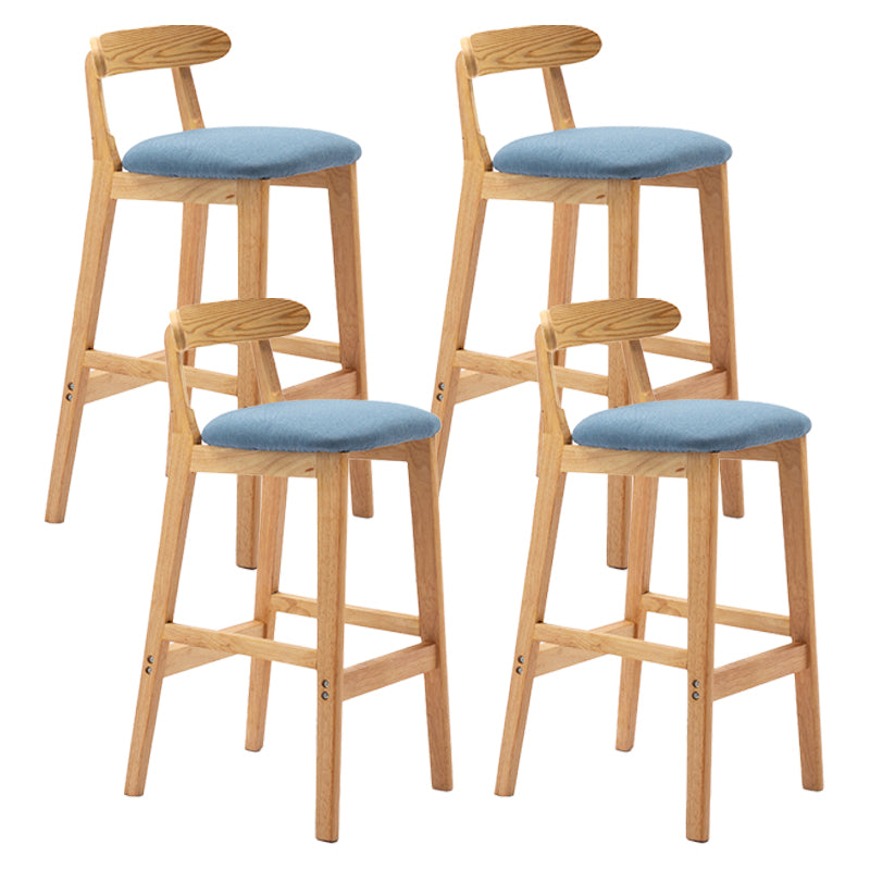 Scandinavian Rubberwood Upholstered Bar Stools Matte Finish Footrest Stool