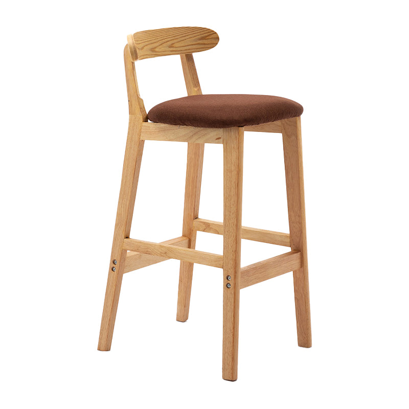 Scandinavian Rubberwood Upholstered Bar Stools Matte Finish Footrest Stool