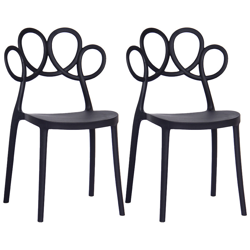 Minimalist Plastic Dining Armless Chair Open Back Dining Side Chair