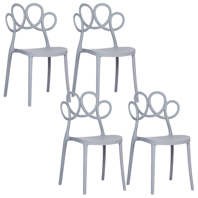 Minimalist Plastic Dining Armless Chair Open Back Dining Side Chair