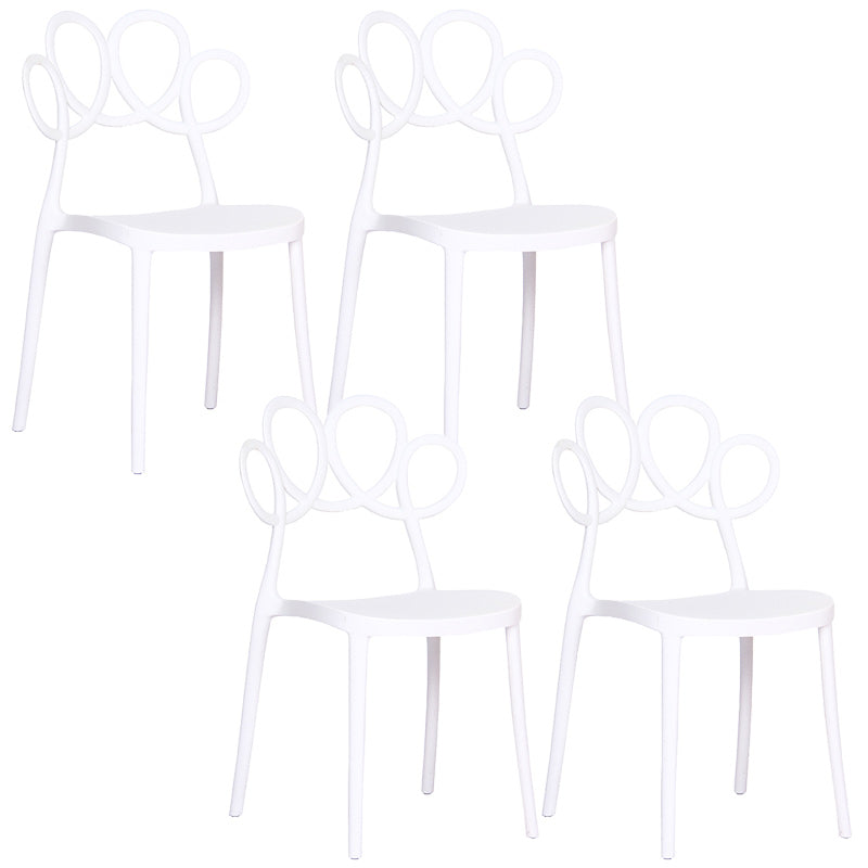 Minimalist Plastic Dining Armless Chair Open Back Dining Side Chair