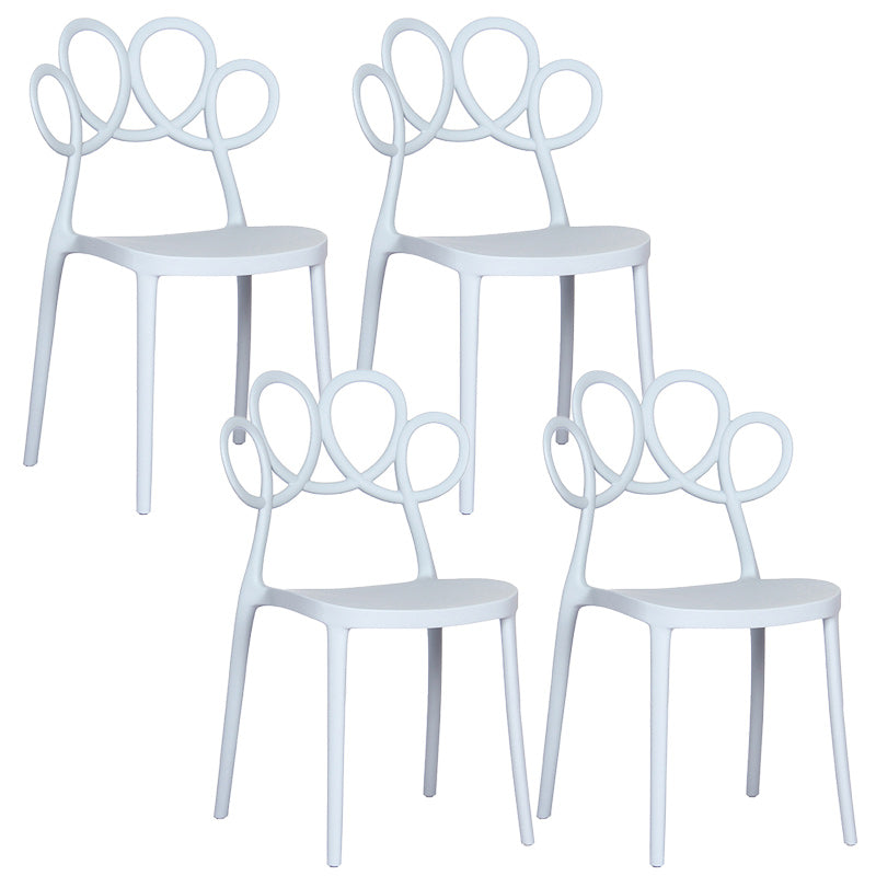 Minimalist Plastic Dining Armless Chair Open Back Dining Side Chair