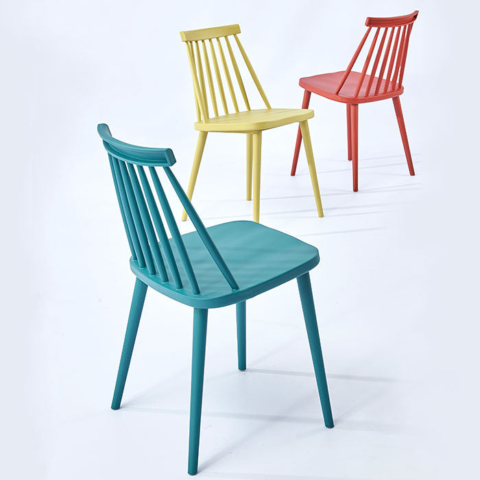 Scandinavian Slat Back Side Chair for Home Plastic Dining Armless Chair