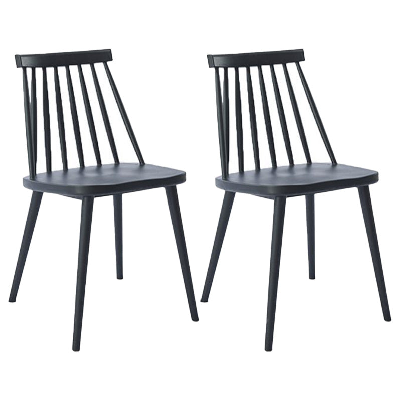 Scandinavian Slat Back Side Chair for Home Plastic Dining Armless Chair