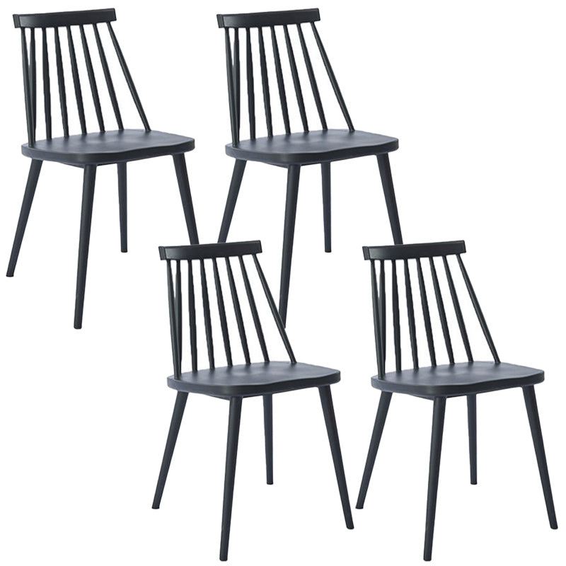 Scandinavian Slat Back Side Chair for Home Plastic Dining Armless Chair