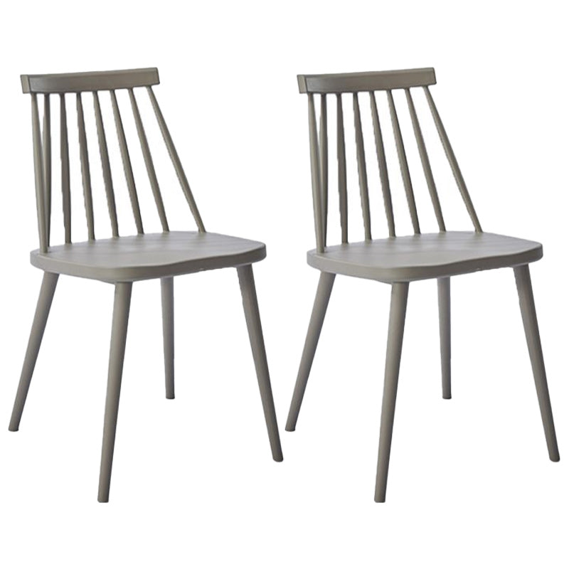 Scandinavian Slat Back Side Chair for Home Plastic Dining Armless Chair