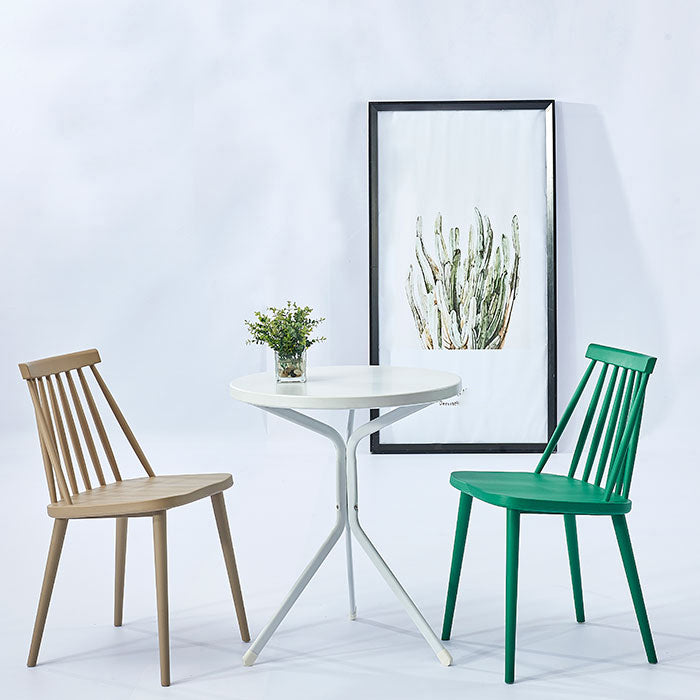 Scandinavian Slat Back Side Chair for Home Plastic Dining Armless Chair