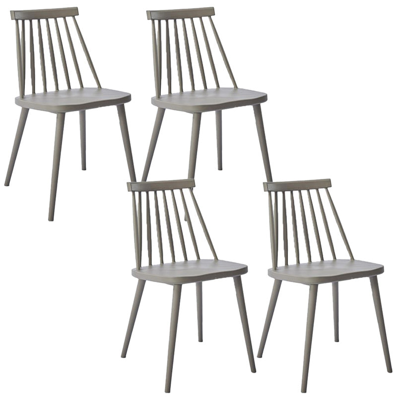 Scandinavian Slat Back Side Chair for Home Plastic Dining Armless Chair