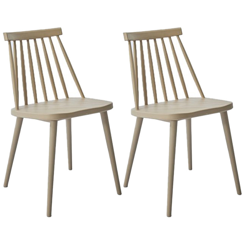 Scandinavian Slat Back Side Chair for Home Plastic Dining Armless Chair