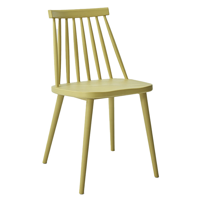 Scandinavian Slat Back Side Chair for Home Plastic Dining Armless Chair