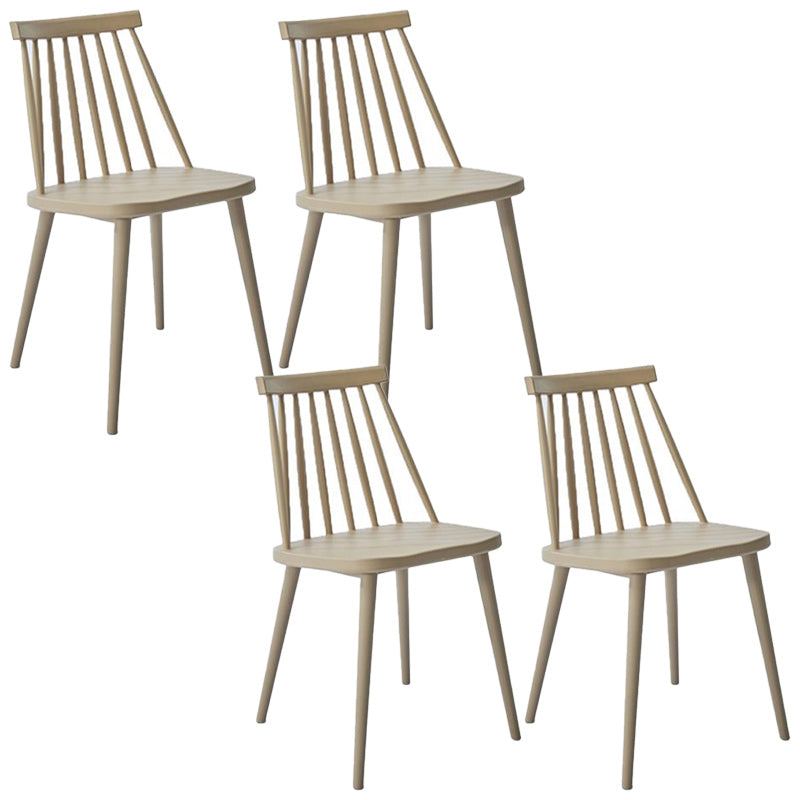 Scandinavian Slat Back Side Chair for Home Plastic Dining Armless Chair