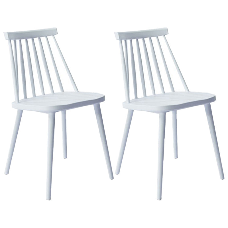 Scandinavian Slat Back Side Chair for Home Plastic Dining Armless Chair