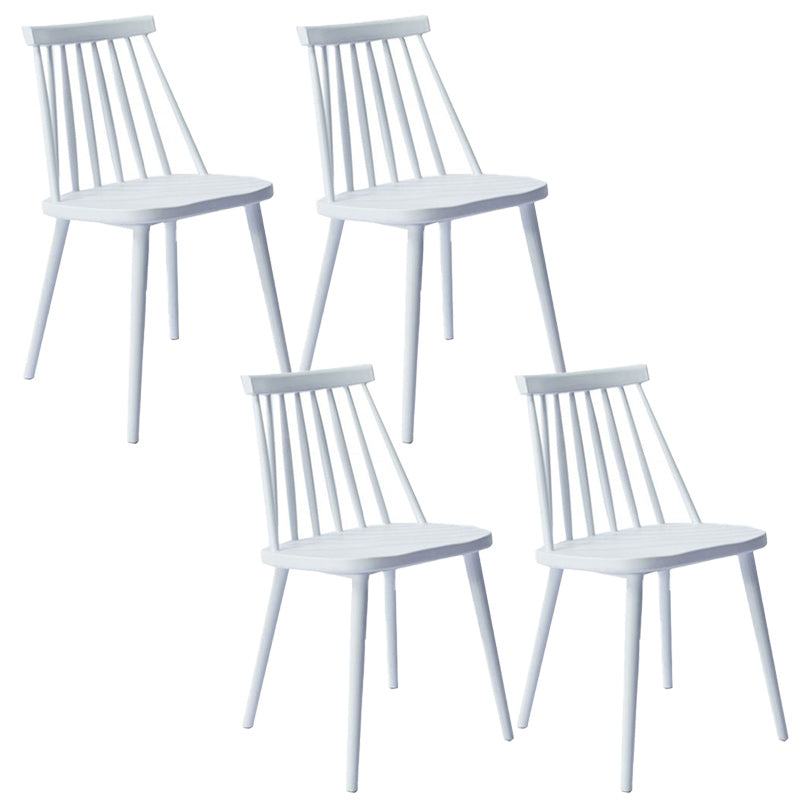 Scandinavian Slat Back Side Chair for Home Plastic Dining Armless Chair