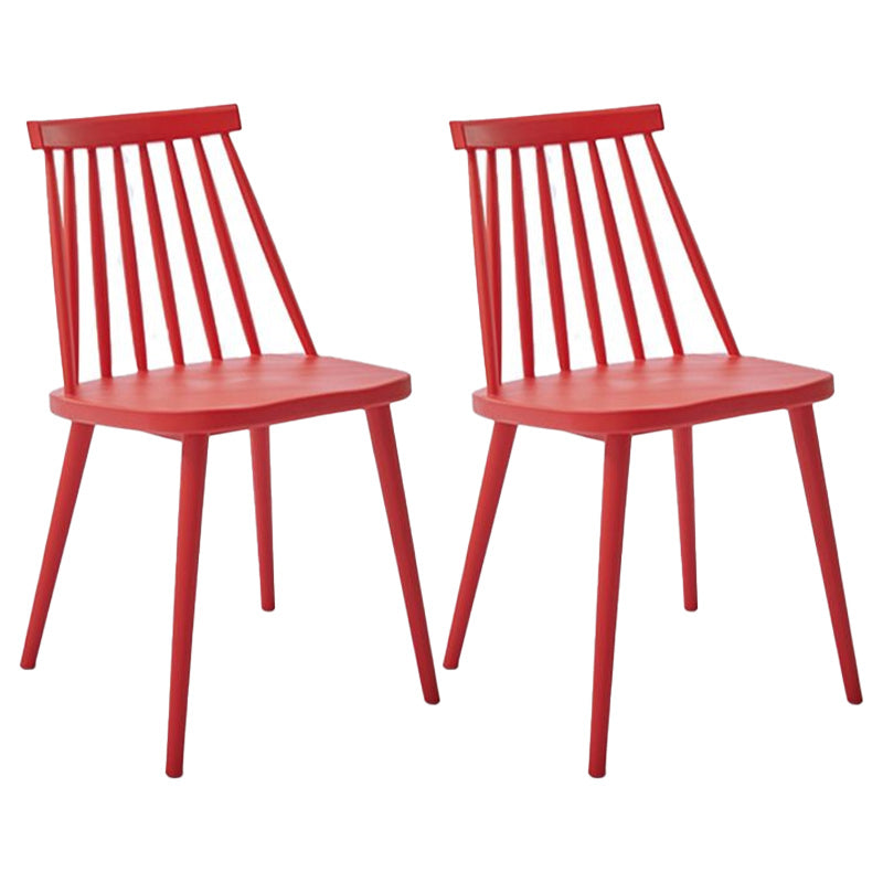 Scandinavian Slat Back Side Chair for Home Plastic Dining Armless Chair