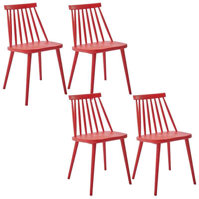 Scandinavian Slat Back Side Chair for Home Plastic Dining Armless Chair