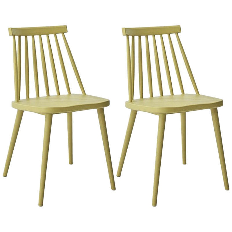 Scandinavian Slat Back Side Chair for Home Plastic Dining Armless Chair