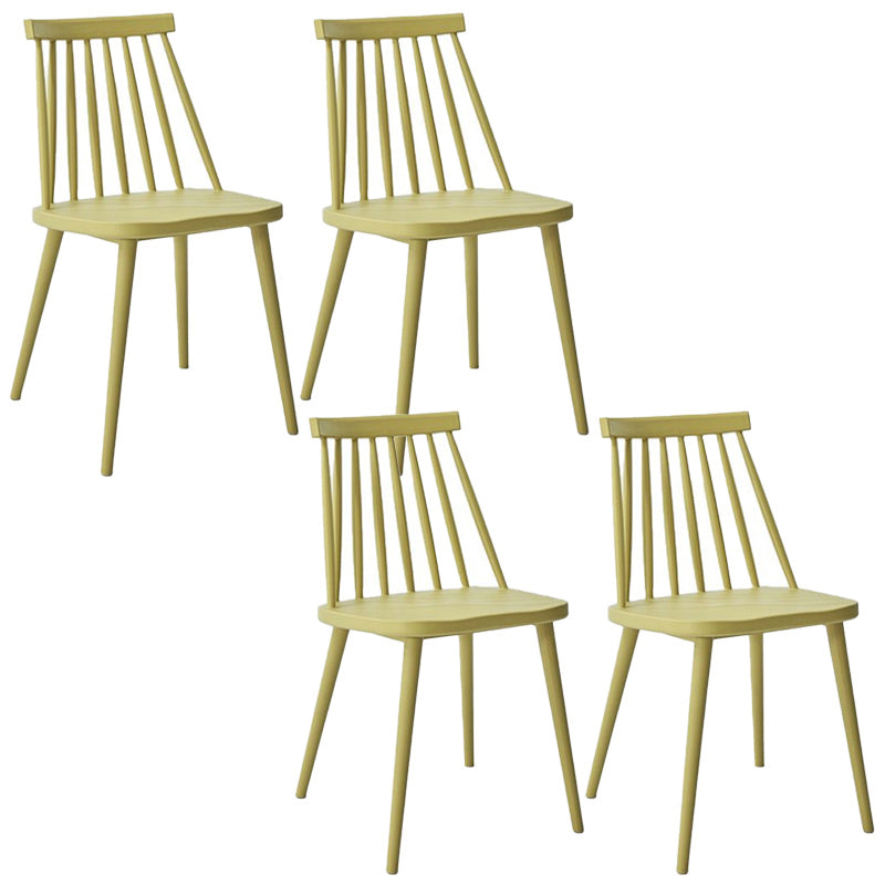 Scandinavian Slat Back Side Chair for Home Plastic Dining Armless Chair