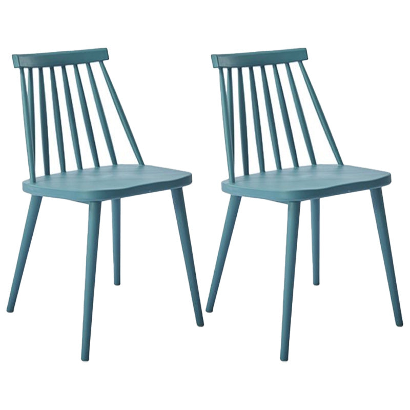 Scandinavian Slat Back Side Chair for Home Plastic Dining Armless Chair