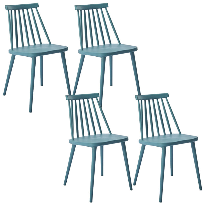 Scandinavian Slat Back Side Chair for Home Plastic Dining Armless Chair