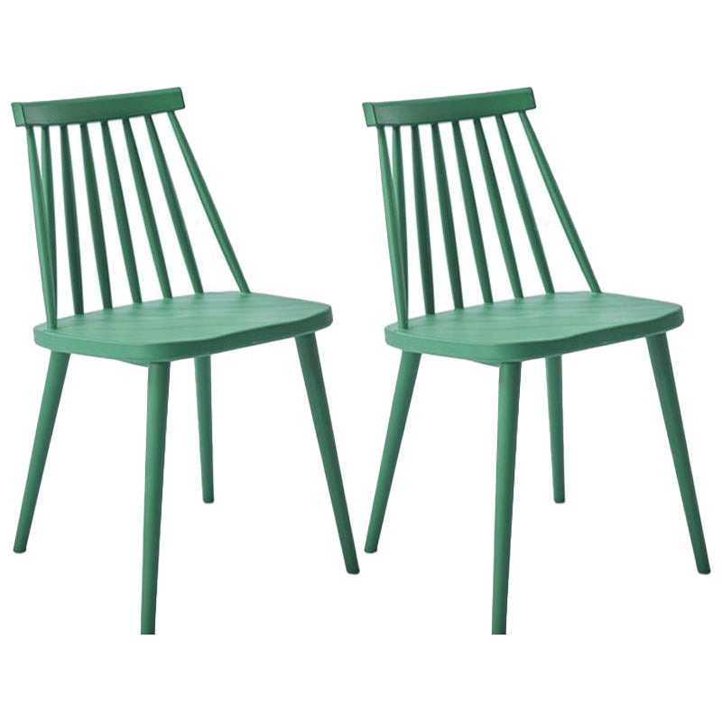 Scandinavian Slat Back Side Chair for Home Plastic Dining Armless Chair