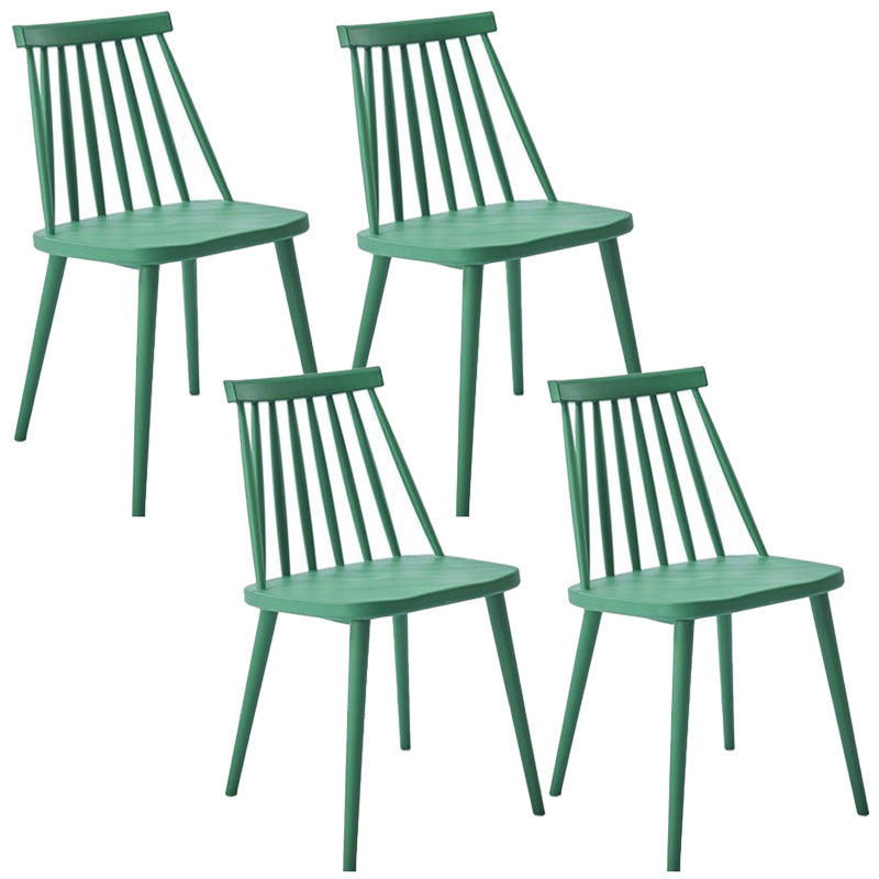 Scandinavian Slat Back Side Chair for Home Plastic Dining Armless Chair