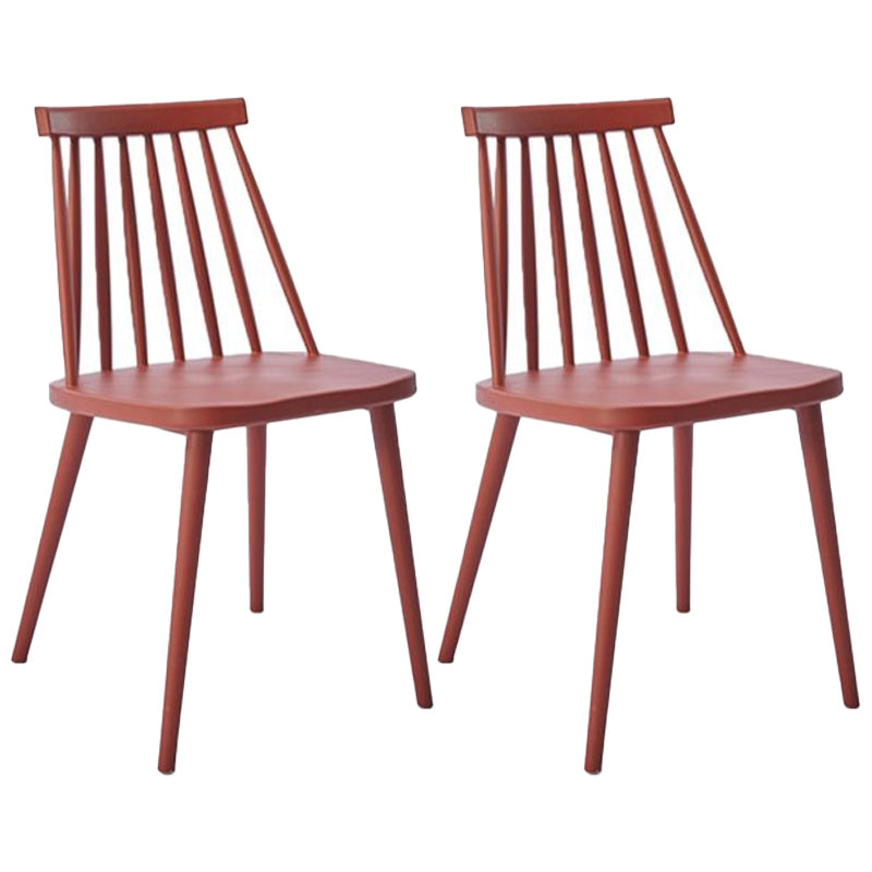 Scandinavian Slat Back Side Chair for Home Plastic Dining Armless Chair