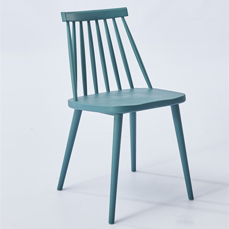 Scandinavian Slat Back Side Chair for Home Plastic Dining Armless Chair