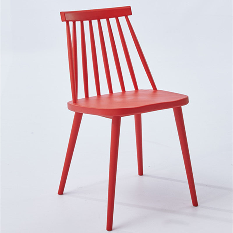 Scandinavian Slat Back Side Chair for Home Plastic Dining Armless Chair