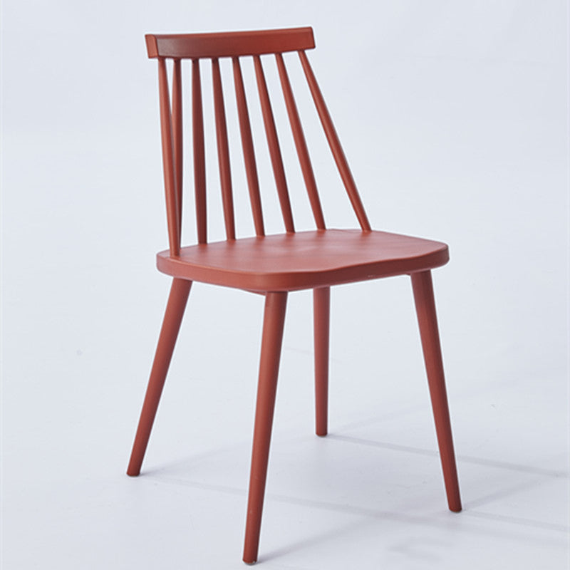 Scandinavian Slat Back Side Chair for Home Plastic Dining Armless Chair