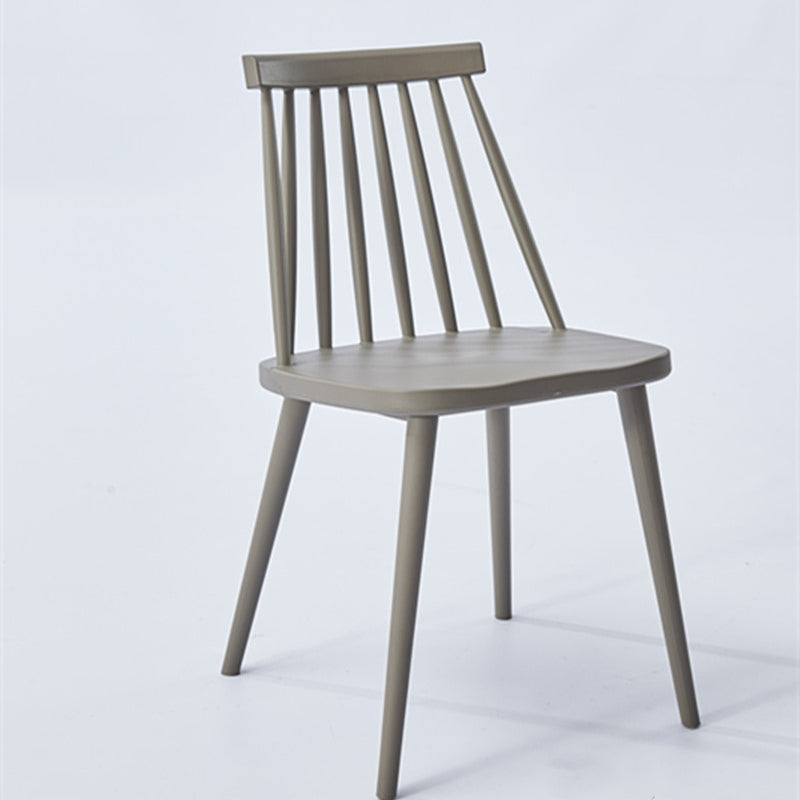 Scandinavian Slat Back Side Chair for Home Plastic Dining Armless Chair