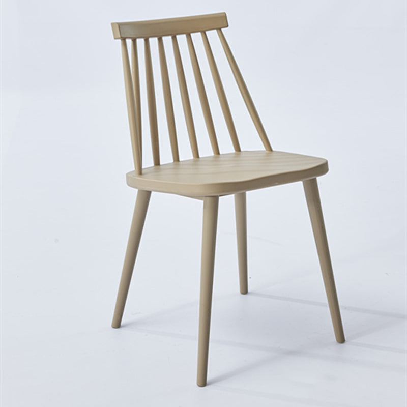 Scandinavian Slat Back Side Chair for Home Plastic Dining Armless Chair