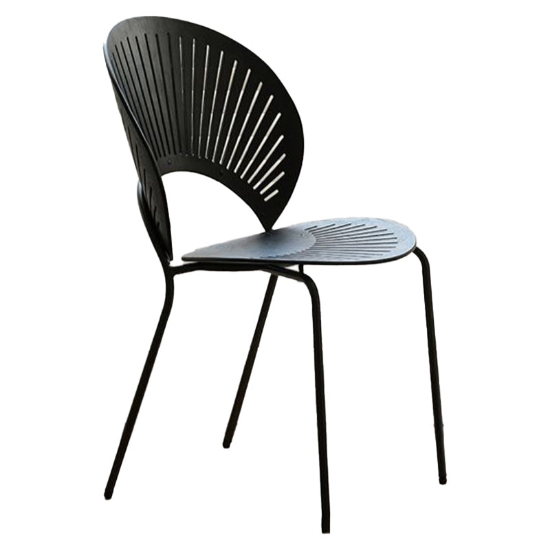 Contemporary Metal Dining Chair Armless Windsor Back Side Chair for Home Use