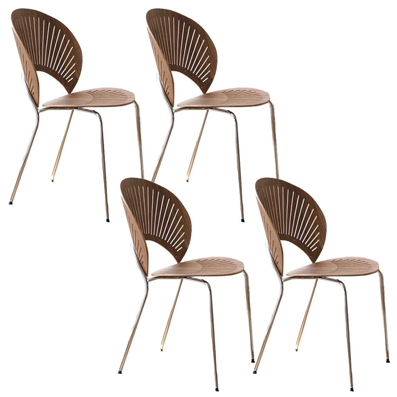 Contemporary Metal Dining Chair Armless Windsor Back Side Chair for Home Use