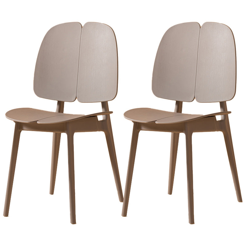 Scandinavian Armless Open Back Dining Side Chairs Plastic Dining Chair