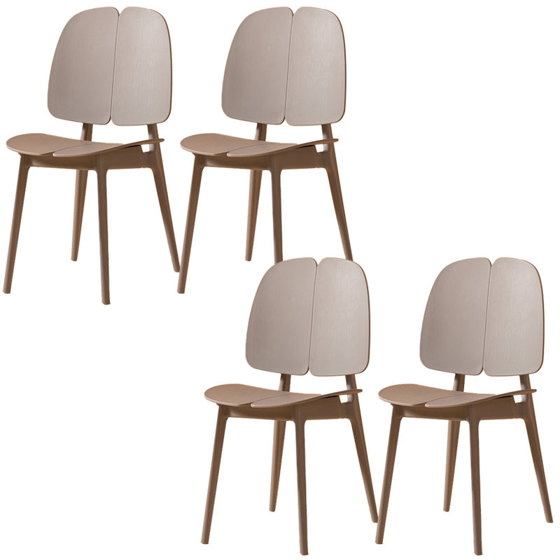 Scandinavian Armless Open Back Dining Side Chairs Plastic Dining Chair