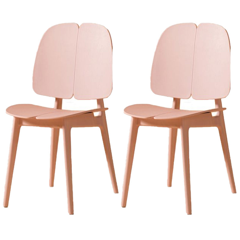 Scandinavian Armless Open Back Dining Side Chairs Plastic Dining Chair