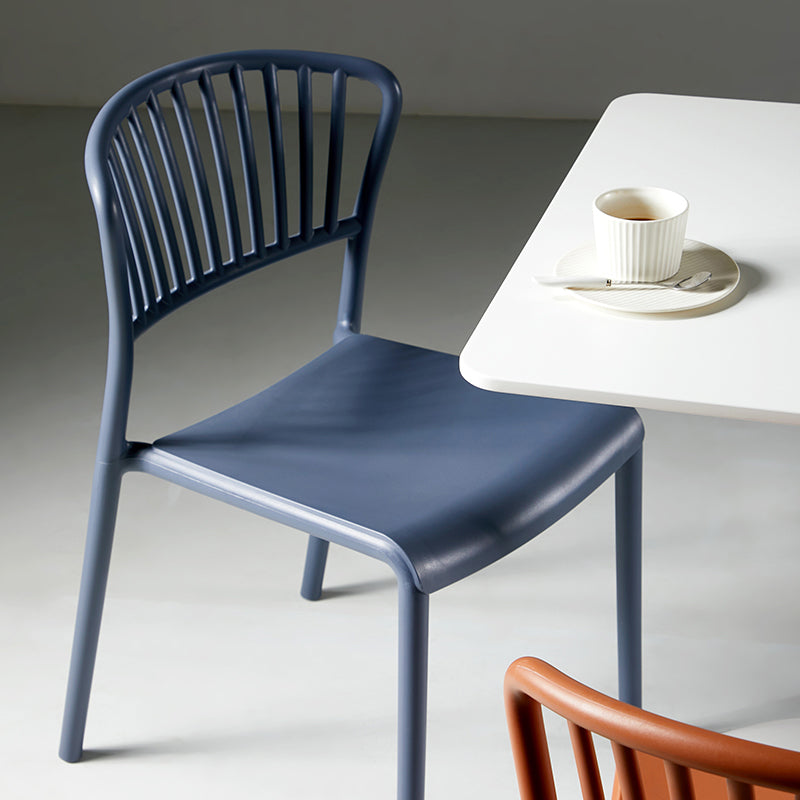 Scandinavian Plastic Dining Armless Chair Open Back Side Chairs