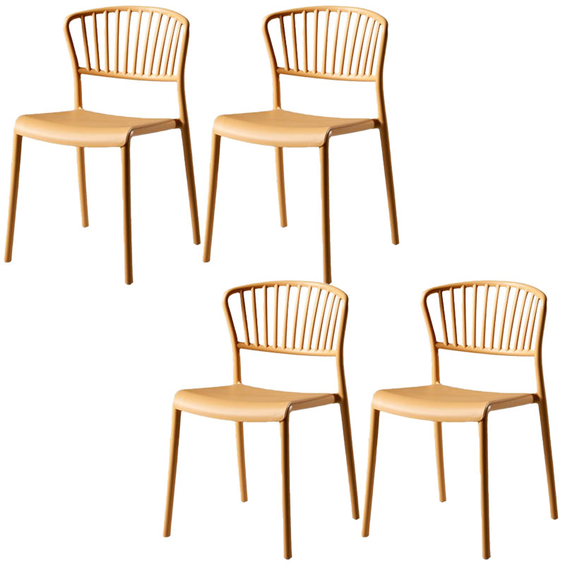 Scandinavian Plastic Dining Armless Chair Open Back Side Chairs