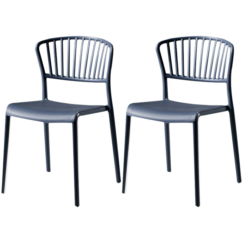 Scandinavian Plastic Dining Armless Chair Open Back Side Chairs