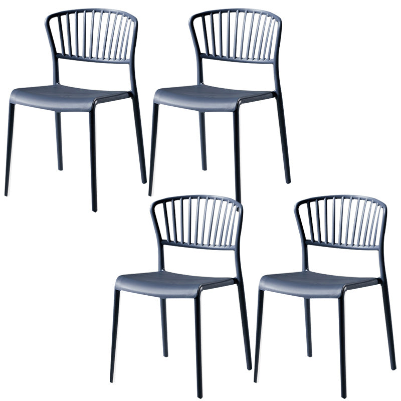 Scandinavian Plastic Dining Armless Chair Open Back Side Chairs