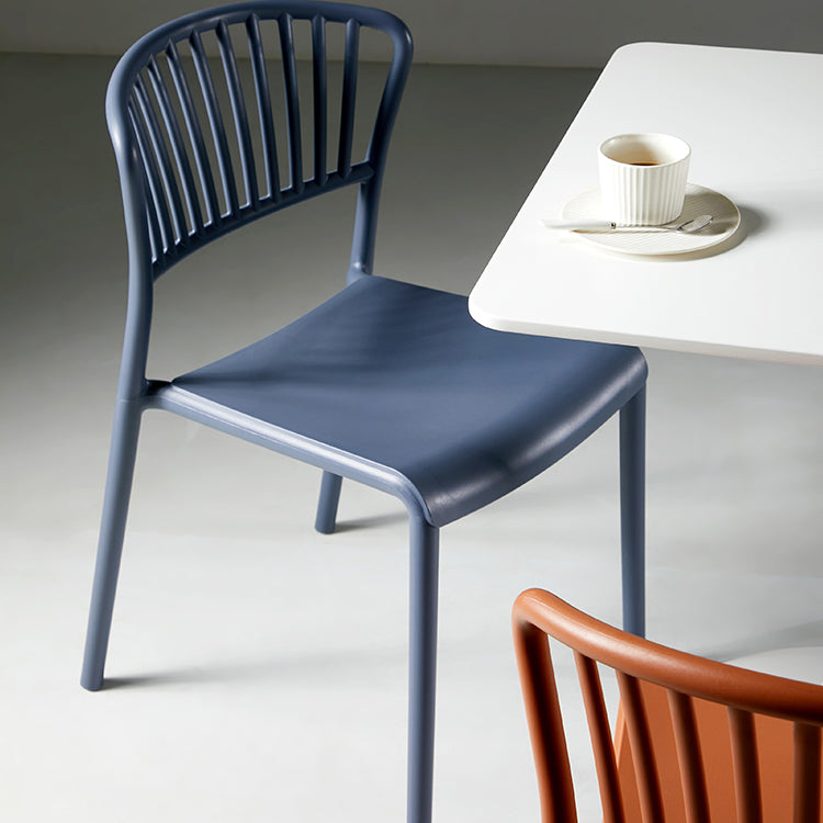 Scandinavian Plastic Dining Armless Chair Open Back Side Chairs