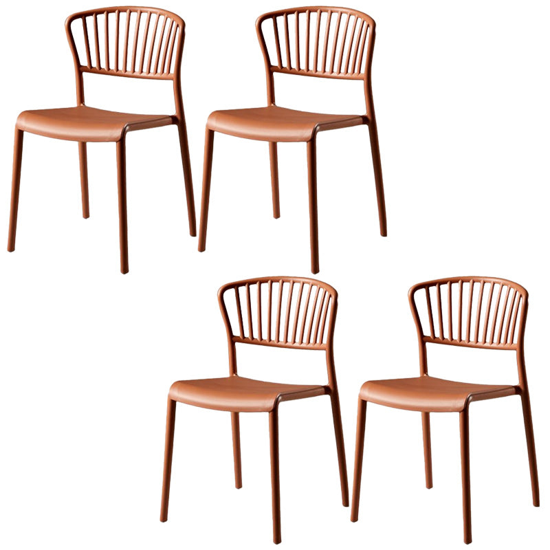 Scandinavian Plastic Dining Armless Chair Open Back Side Chairs