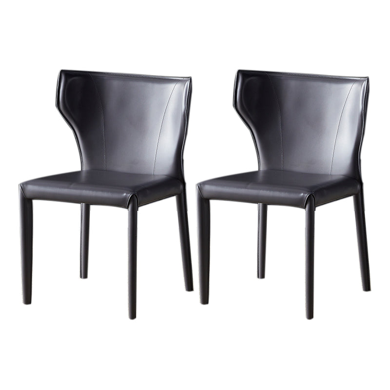 Contemporary Leather Dining Armless Chair Wingback Side Chair for Home Use